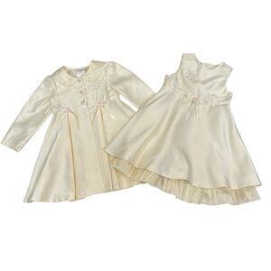 Bonnie Jean 2-Piece Ivory Jacket and Dress Set Floral Embroidery